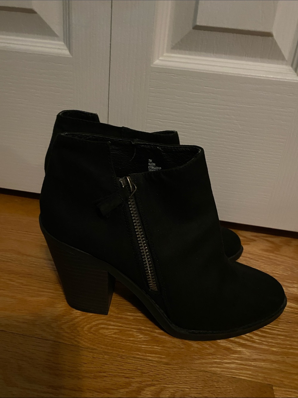 Esprit Black Suede-Look Ankle Booties with Block Heel